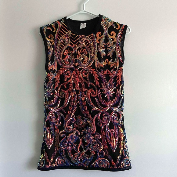 SEQUIN FORMAL TOP MULTI COLOUR BAROQUE MADE IN USA FORMAL WEDDING PARTY - Picture 1 of 6